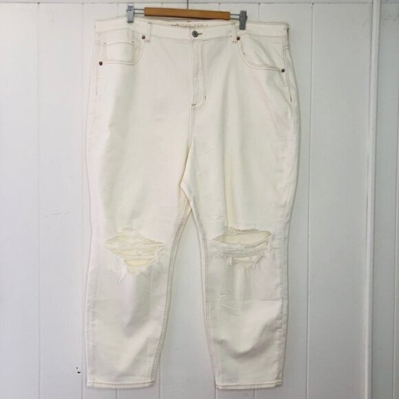 American Eagle Womens Plus White Distressed Mom Jeans Size 24 - Picture 1 of 10